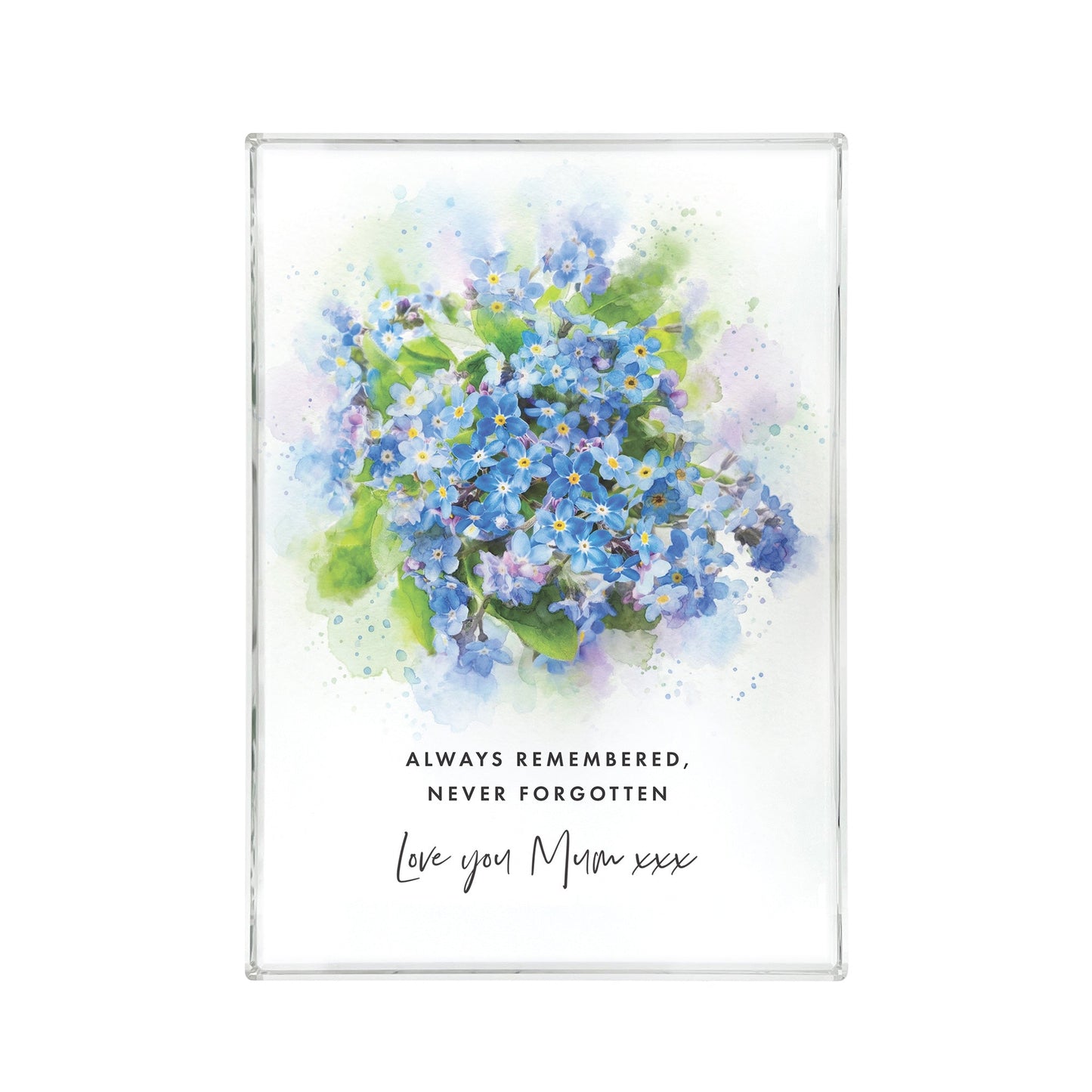 Personalised Forget-Me-Not Giant Crystal Block (19.5cm x 14cm)