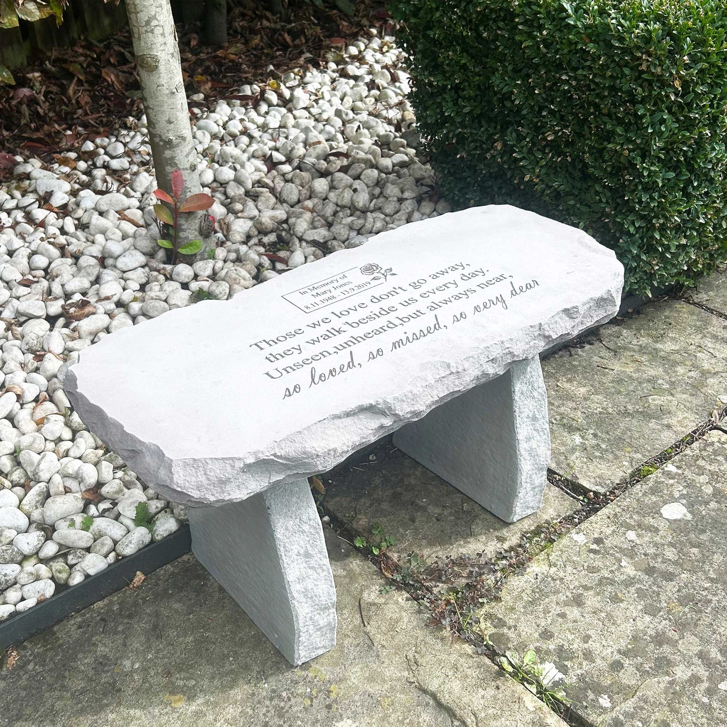 Personalised Engraved Stone Memorial Bench