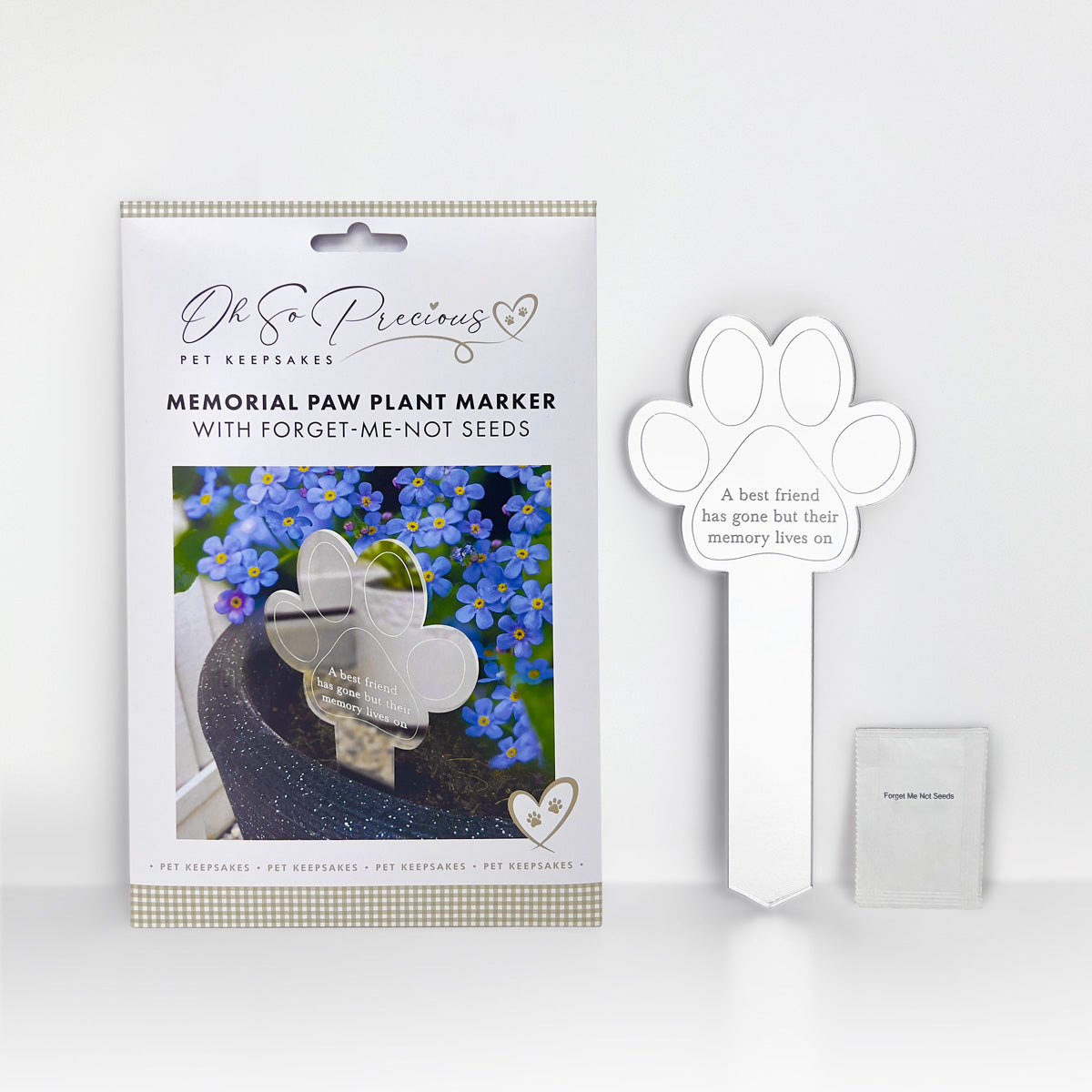 Paw Print Memorial Garden Plant Marker & Forget Me Not Seeds