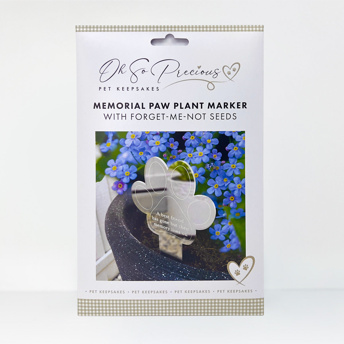 Paw Print Memorial Garden Plant Marker & Forget Me Not Seeds