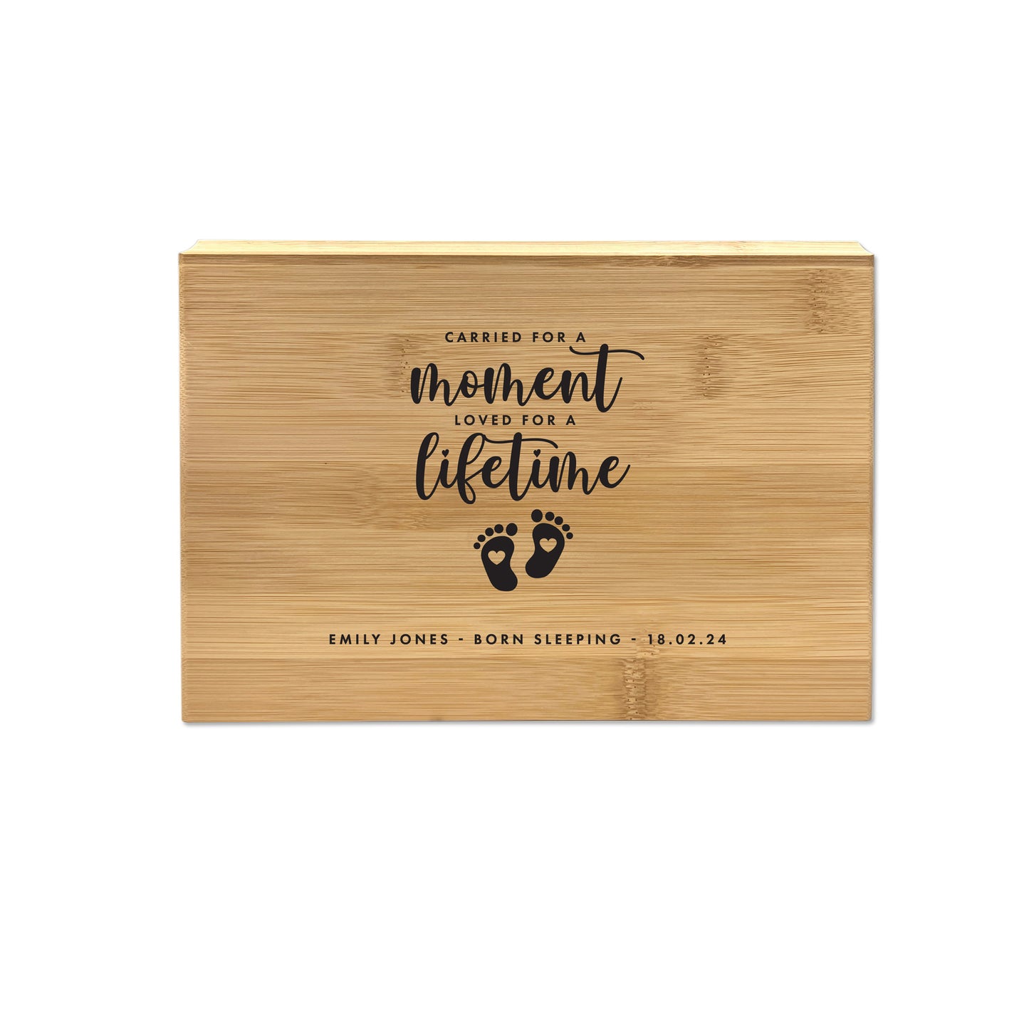 Personalised Bamboo Urn For Cremation Ashes - Angel Baby Design