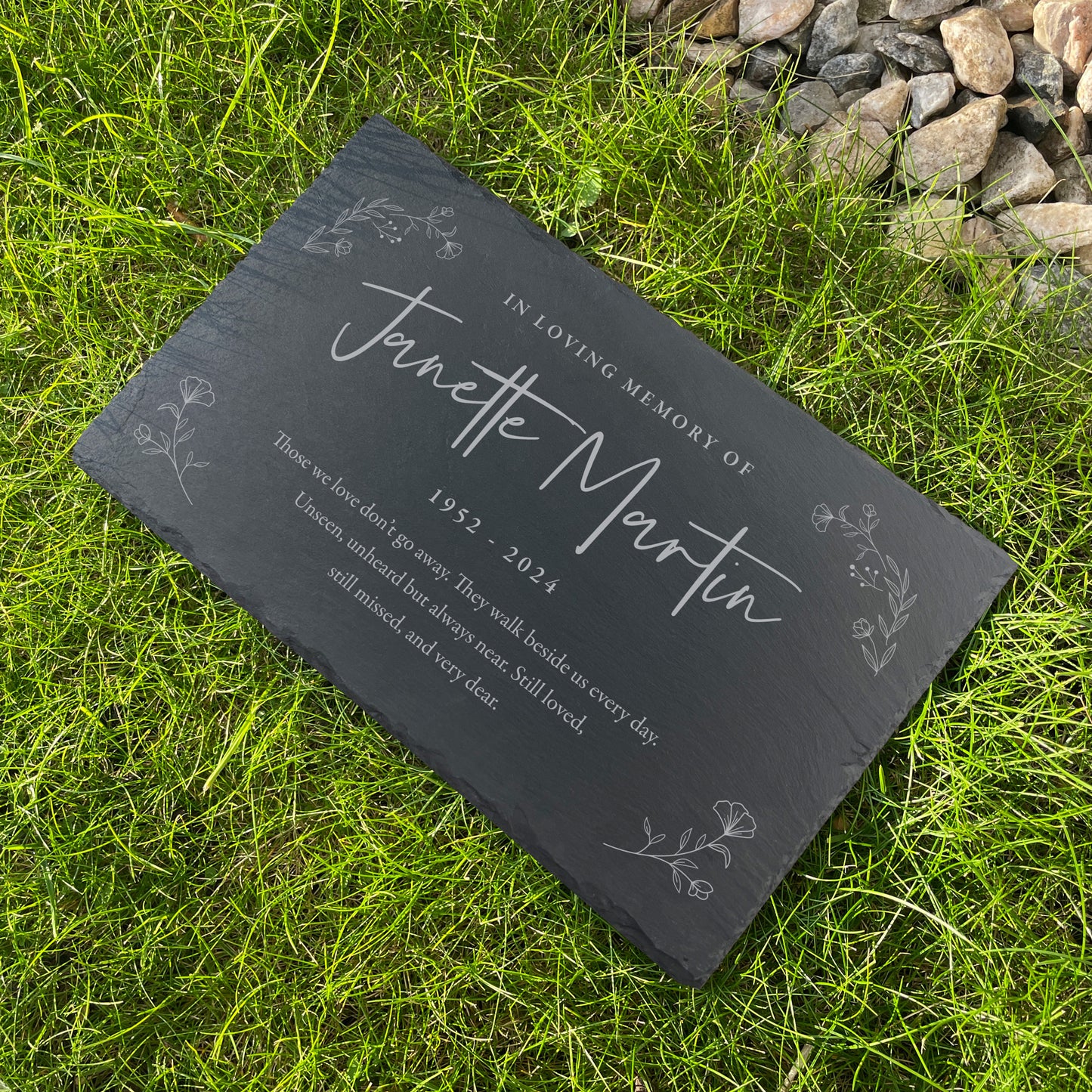 Personalised Wreath Memorial Slate Grave Marker 30 x 20cm