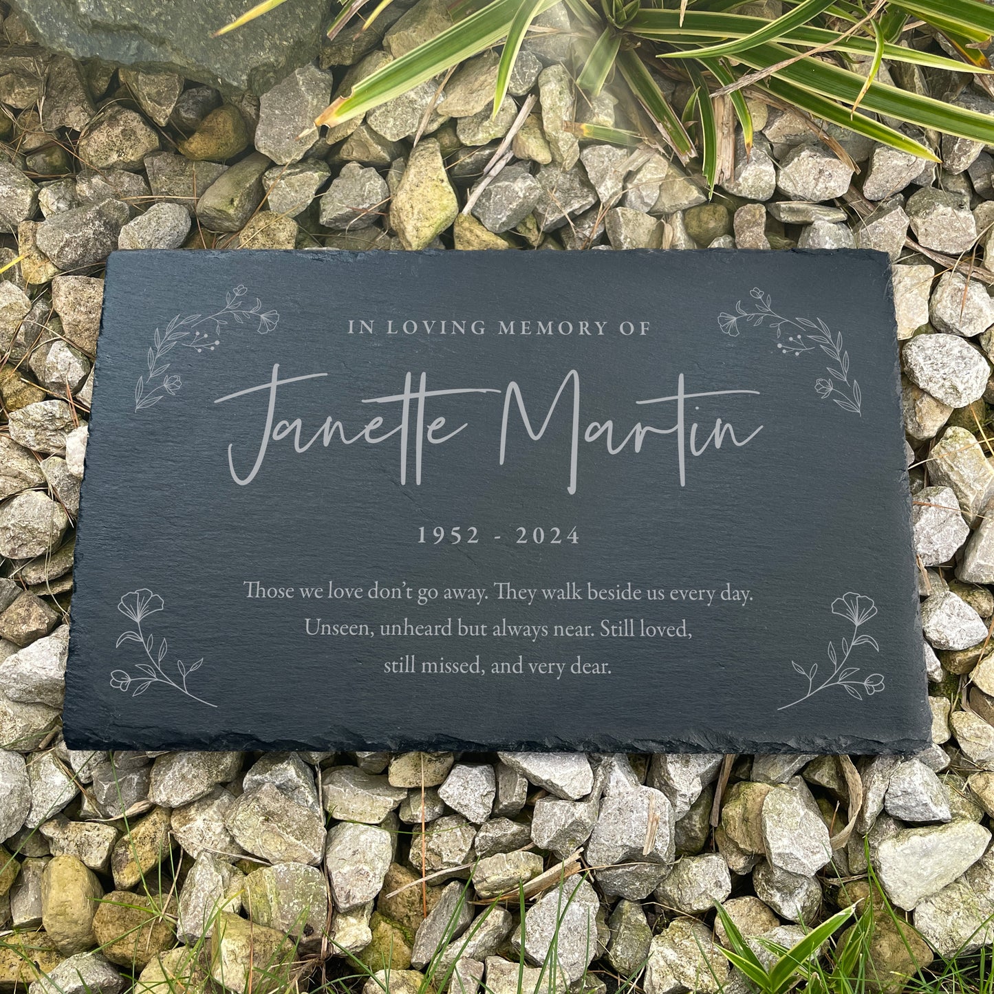 Personalised Wreath Memorial Slate Grave Marker 30 x 20cm