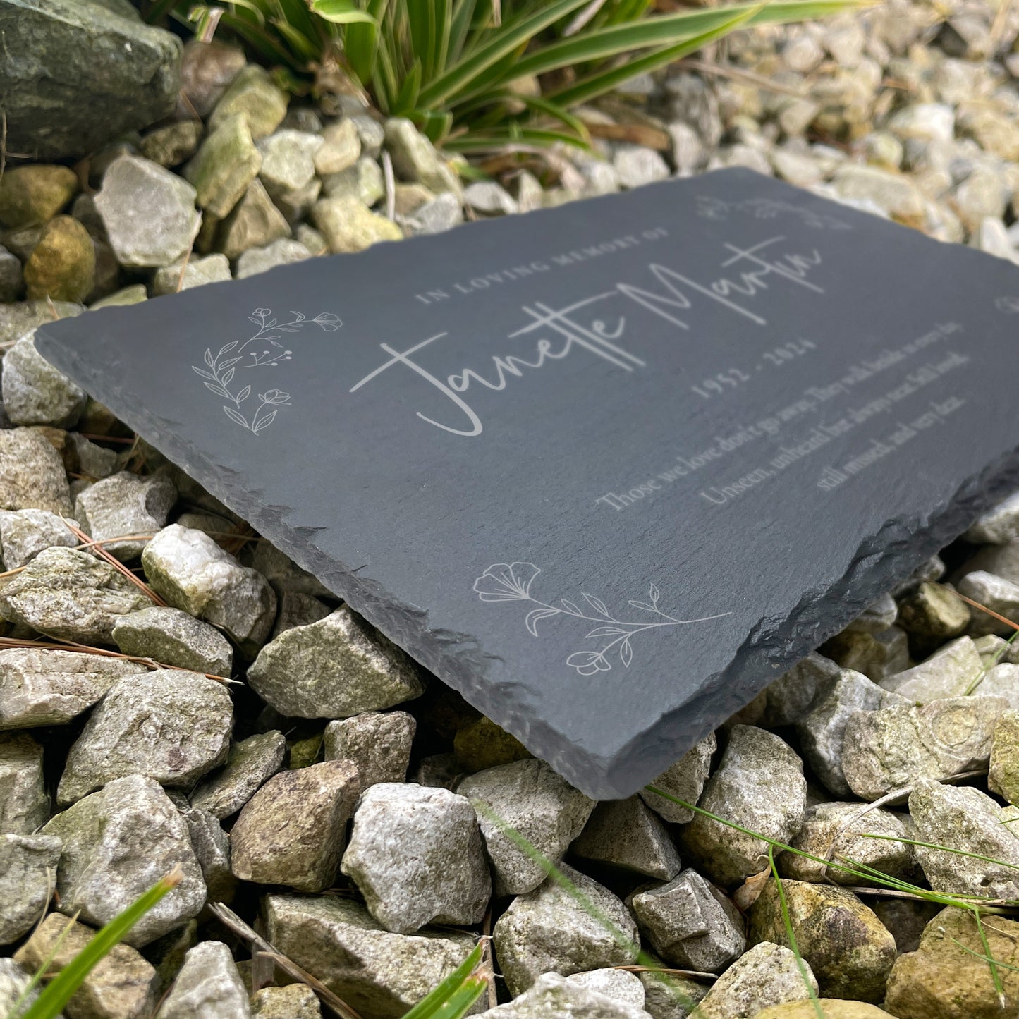 Personalised Wreath Memorial Slate Grave Marker 30 x 20cm