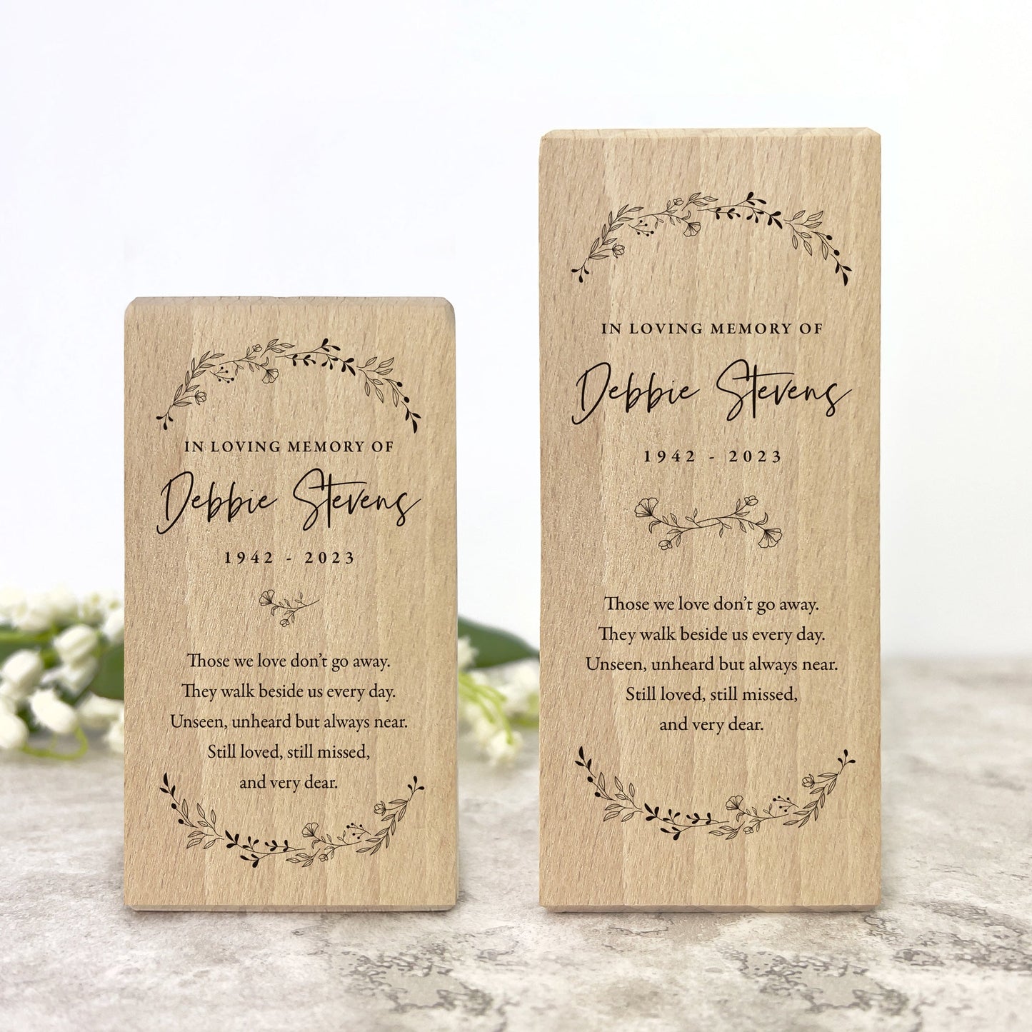 Personalised Solid Wooden Wreath Memorial Tea Light Holder - 2 Sizes