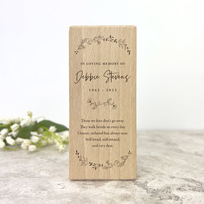 Personalised Solid Wooden Wreath Memorial Tea Light Holder - 2 Sizes