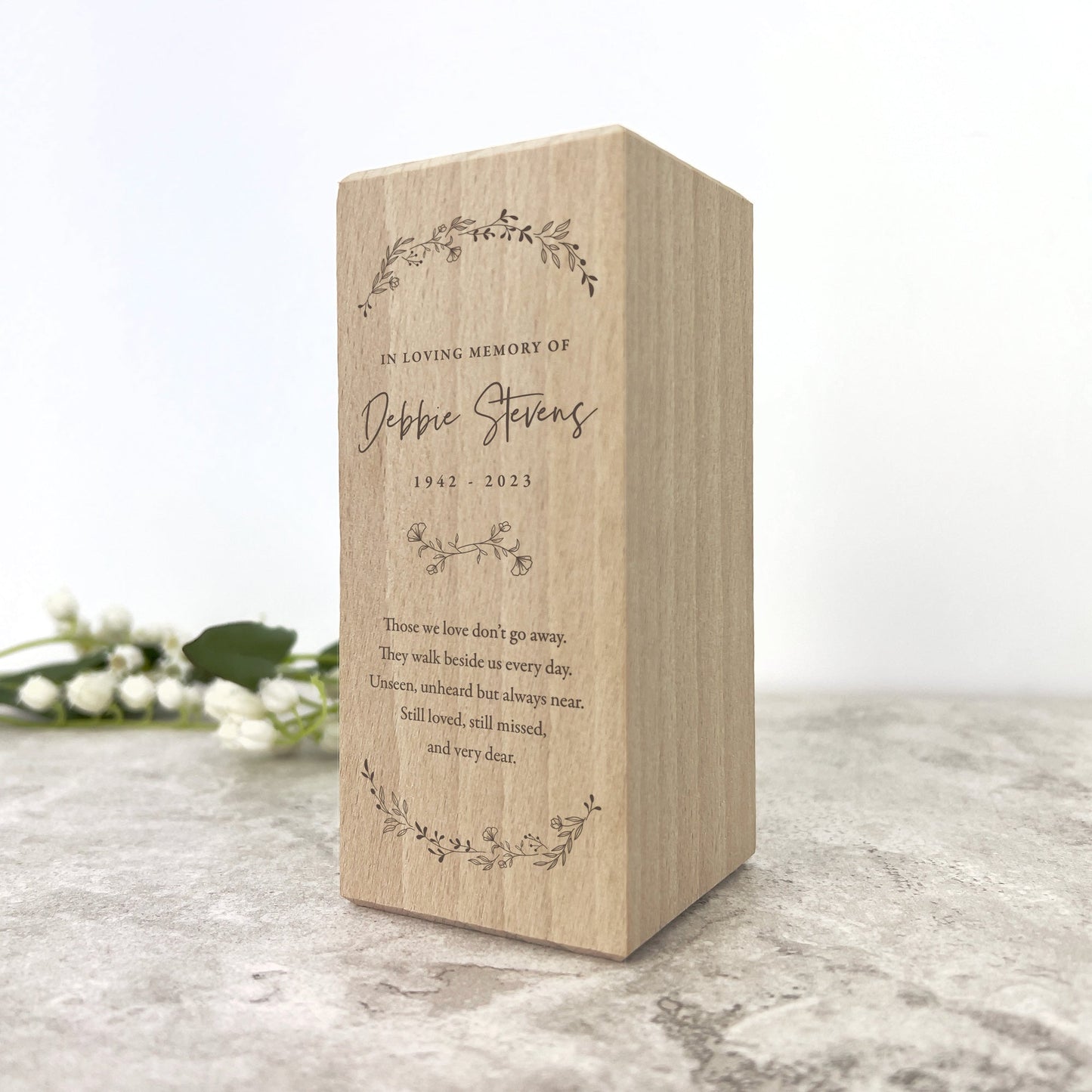 Personalised Solid Wooden Wreath Memorial Tea Light Holder - 2 Sizes