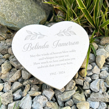 Personalised Engraved Free Text Floral Resin Heart Grave Marker