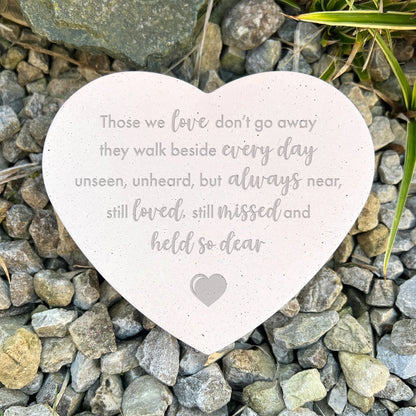 Those We Love Don't Go Away Modern Design Engraved Resin Heart Grave Marker
