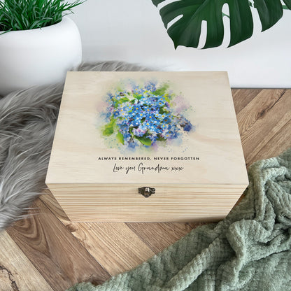 Personalised Forget-Me-Not Memory Box - 5 Sizes (16cm | 20cm | 26cm | 30cm | 36cm)
