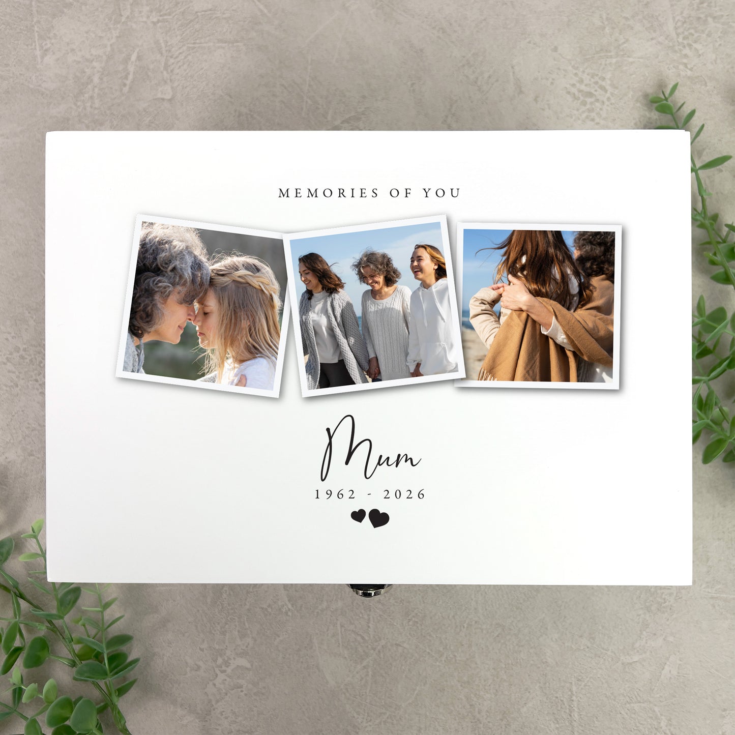 Personalised White Wooden Memorial Photo Keepsake Memory Box - 3 Sizes