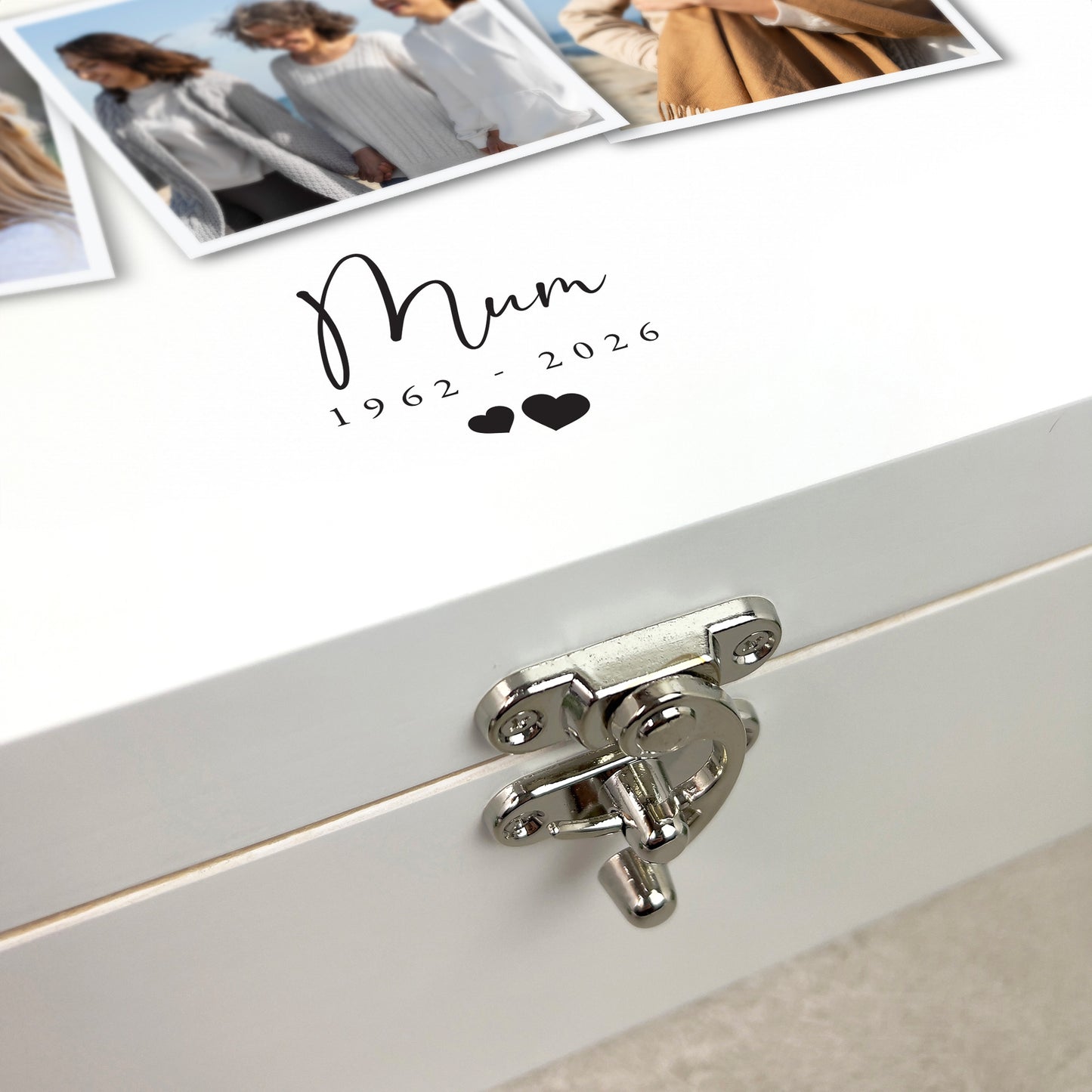 Personalised White Wooden Memorial Photo Keepsake Memory Box - 3 Sizes
