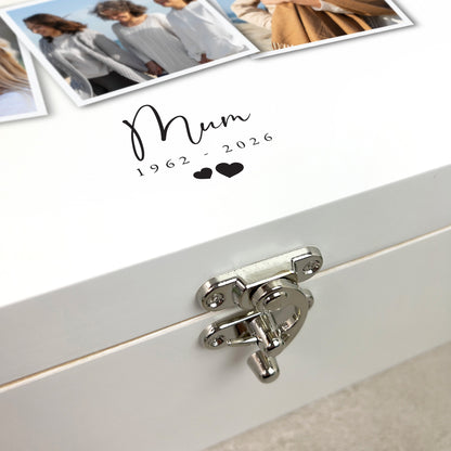 Personalised White Wooden Memorial Photo Keepsake Memory Box - 3 Sizes
