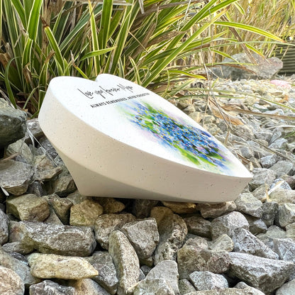 Personalised Forget-Me-Not Resin Heart Grave Marker