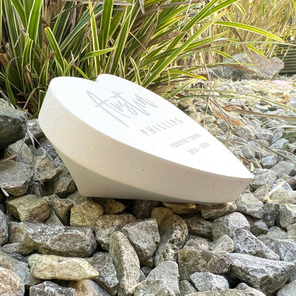 Personalised Modern Script Engraved Resin Heart Grave Marker