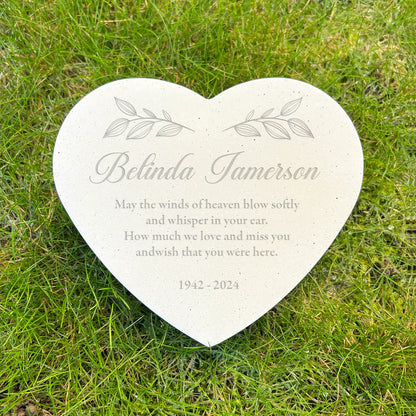 Personalised Engraved Free Text Floral Resin Heart Grave Marker