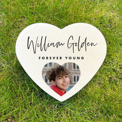 Personalised Modern Photo Resin Heart Grave Marker