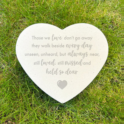 Those We Love Don't Go Away Modern Design Engraved Resin Heart Grave Marker