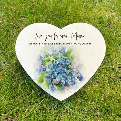 Personalised Forget-Me-Not Resin Heart Grave Marker
