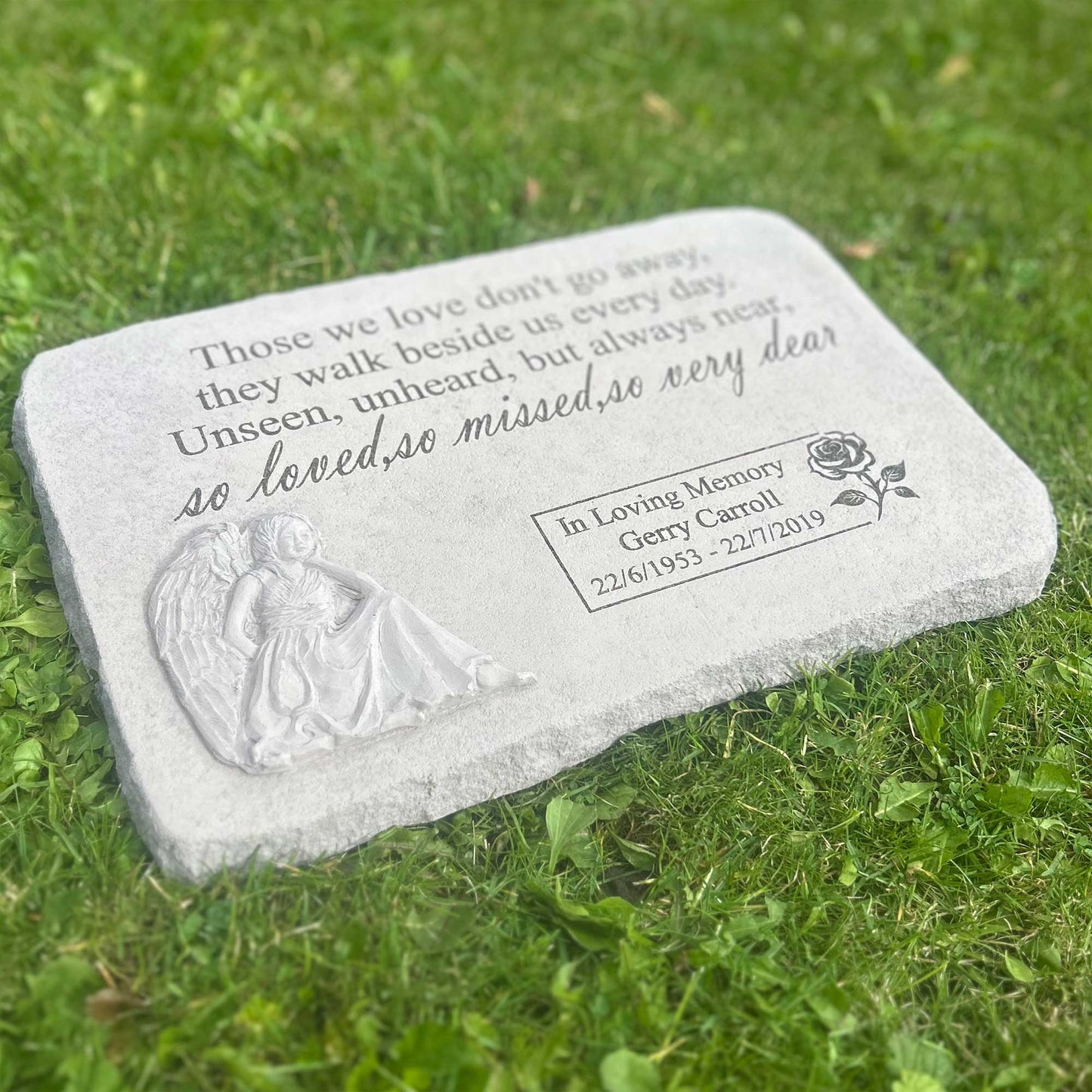 Personalised Large Angel Garden Memorial Stone