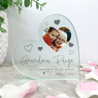 Personalised Hearts Memorial Photo Freestanding Acrylic Heart