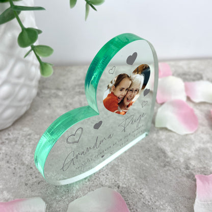 Personalised Hearts Memorial Photo Freestanding Acrylic Heart