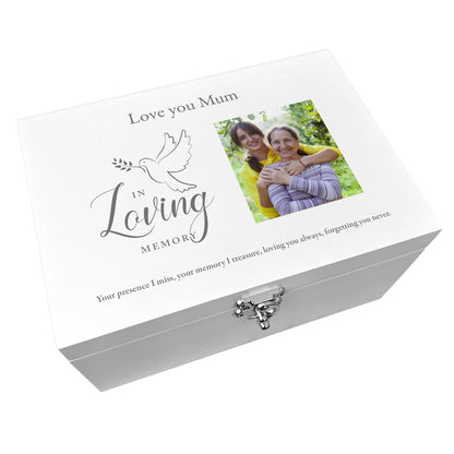 Personalised In Loving Memory Dove White Photo Keepsake Box - 3 Sizes (22cm | 27cm | 30cm)