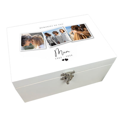 Personalised White Wooden Memorial Photo Keepsake Memory Box - 3 Sizes