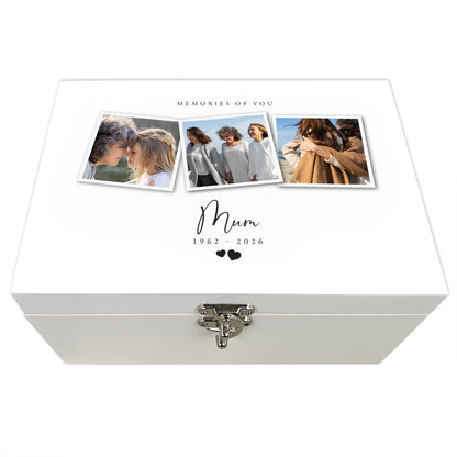Personalised White Wooden Memorial Photo Keepsake Memory Box - 3 Sizes