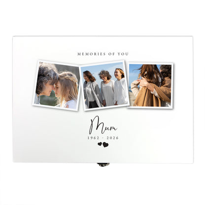 Personalised White Wooden Memorial Photo Keepsake Memory Box - 3 Sizes