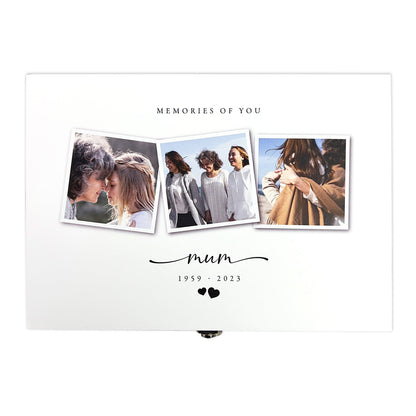 Personalised White Wooden Memorial Photo Keepsake Memory Box - 3 Sizes