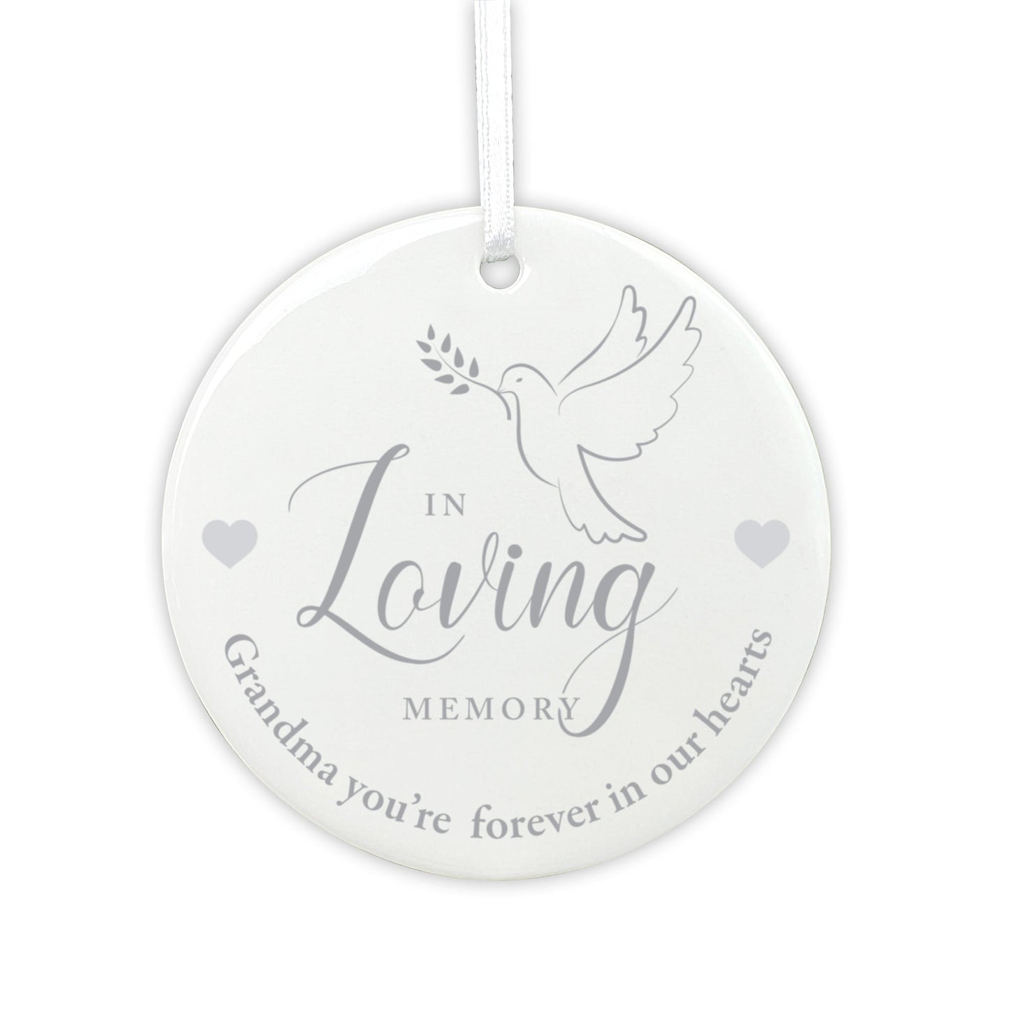 In Loving Memory Dove Ceramic Disc Hanging Decoration + Gift Box