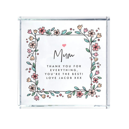 Personalised Any Message Flowers Crystal Token