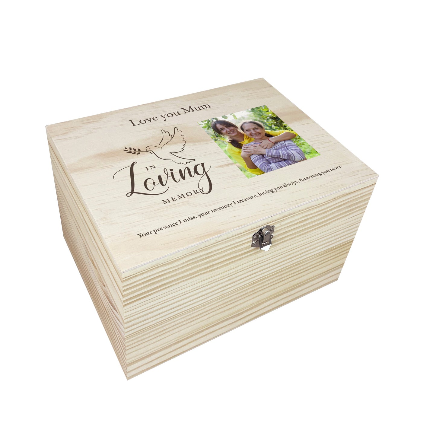 Personalised In Loving Memory Dove Photo Keepsake Box - 5 Sizes (16cm | 20cm | 26cm | 30cm | 36cm)