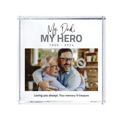 Personalised Memorial Bold Text Photo Crystal Token