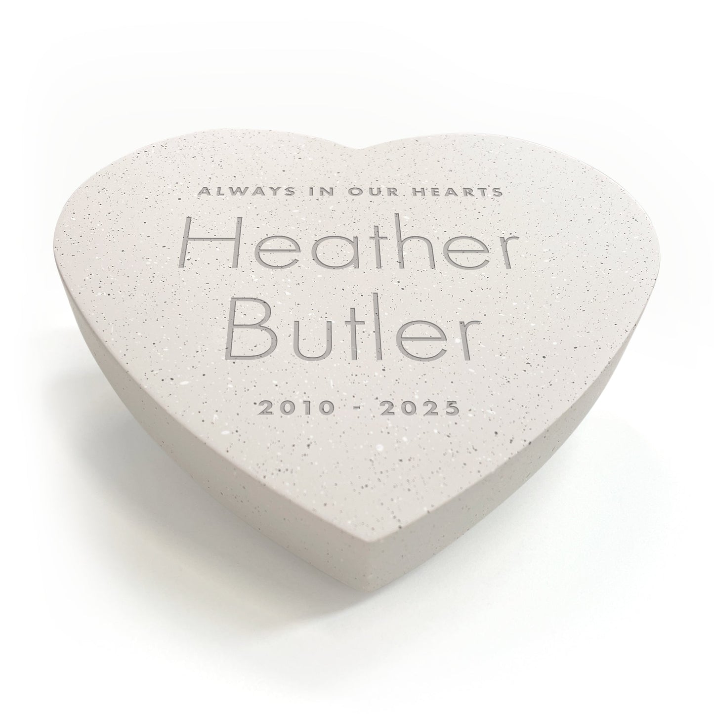 Personalised Modern Engraved Resin Heart Grave Marker