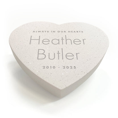Personalised Modern Engraved Resin Heart Grave Marker