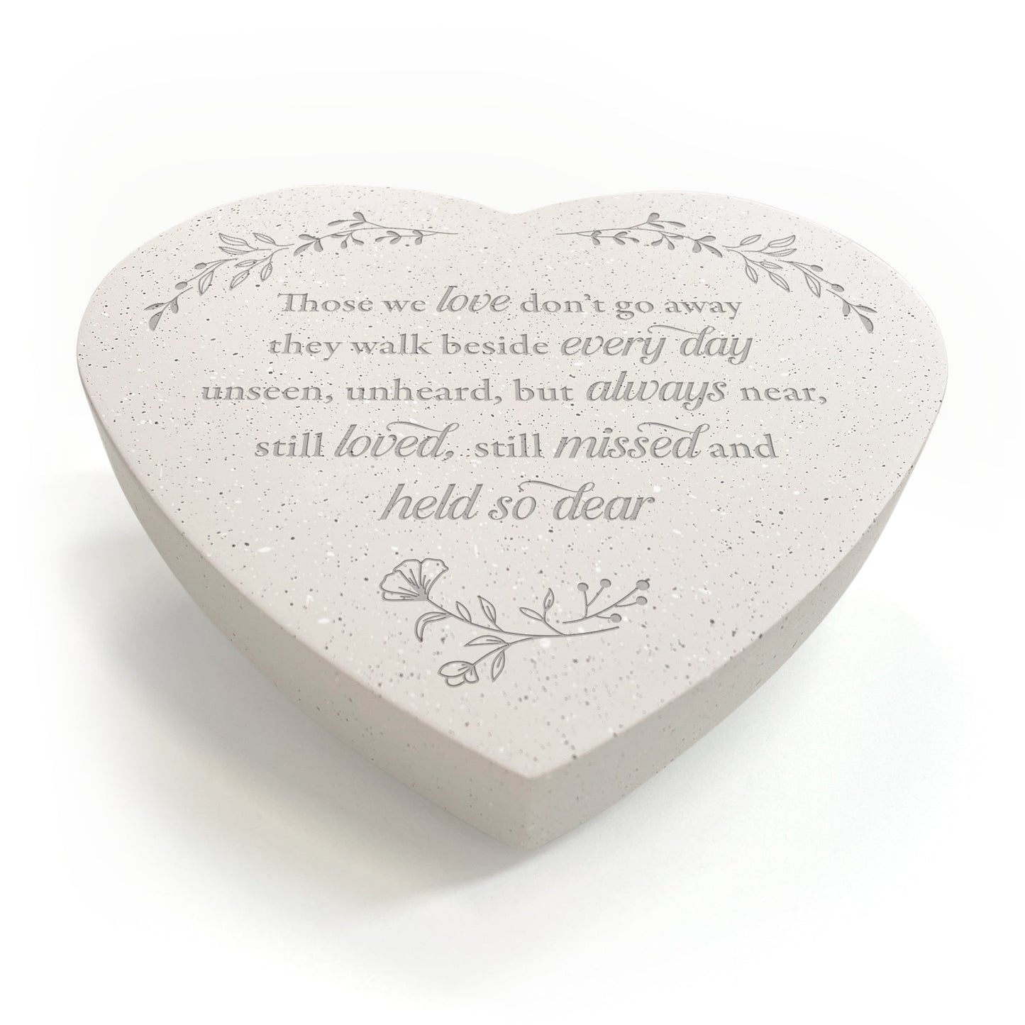 Those We Love Don't Go Away Wreath Design Engraved Resin Heart Grave Marker