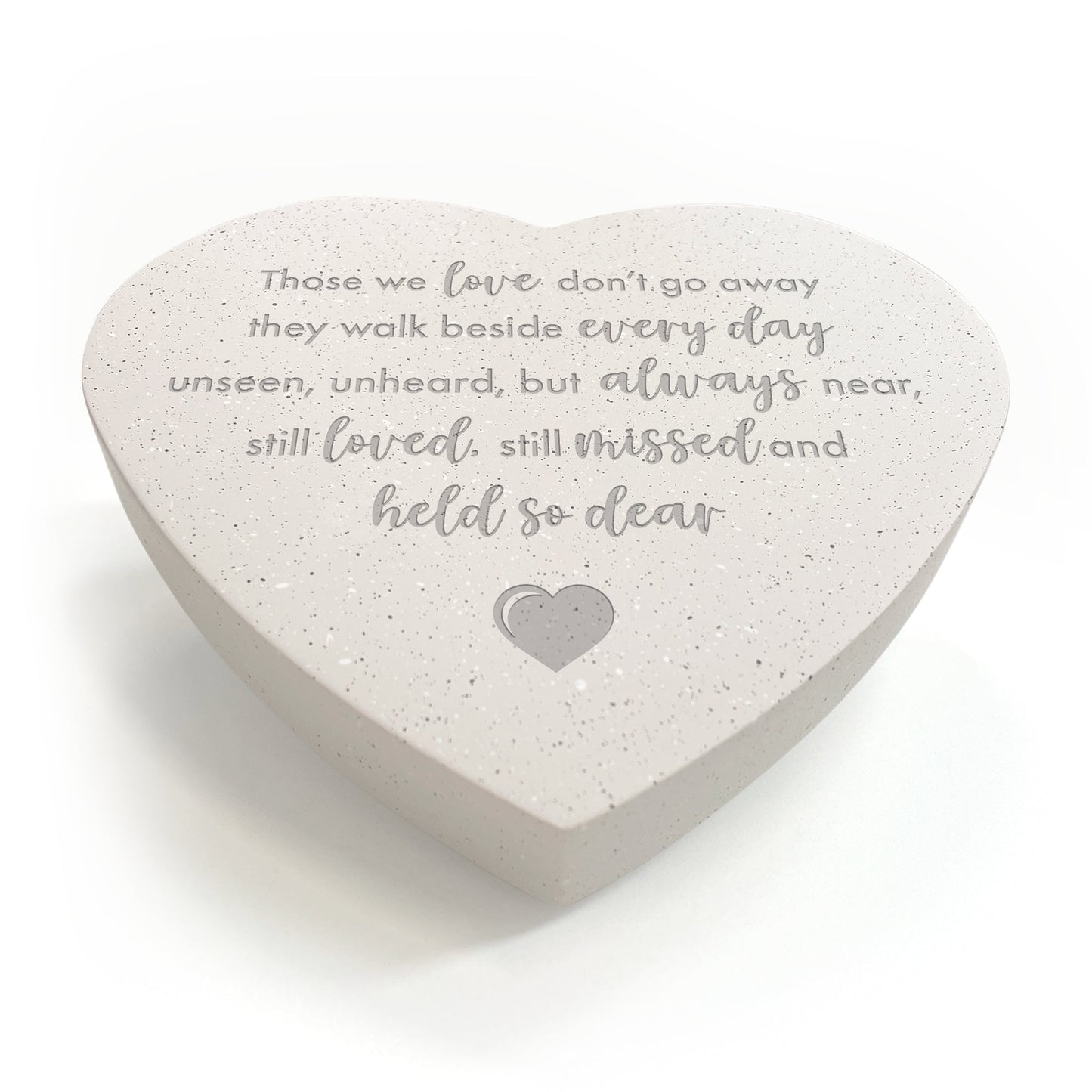 Those We Love Don't Go Away Modern Design Engraved Resin Heart Grave Marker