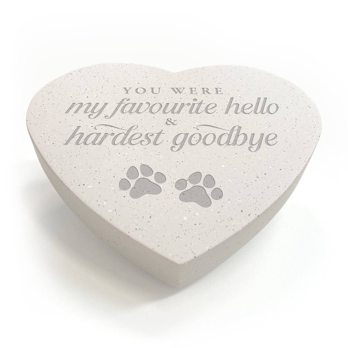 Favourite Hello, Hardest Goodbye Engraved Resin Heart Pet Grave Marker