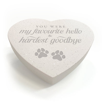 Favourite Hello, Hardest Goodbye Engraved Resin Heart Pet Grave Marker