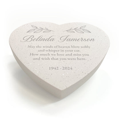 Personalised Engraved Free Text Floral Resin Heart Grave Marker