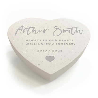 Personalised Modern Script Heart Engraved Resin Heart Grave Marker