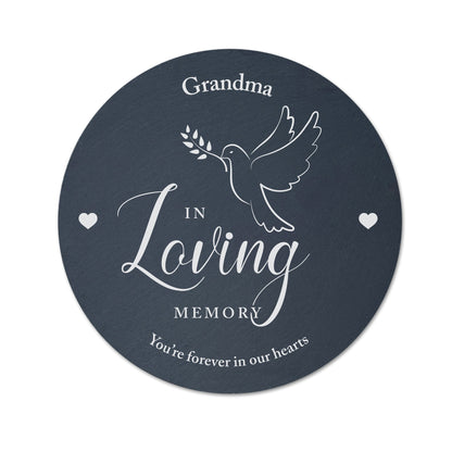 Personalised In Loving Memory Dove Slate Circular Grave Marker