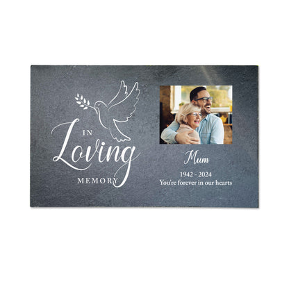 Personalised In Loving Memory Dove Photo Slate Grave Marker 25 x 15cm