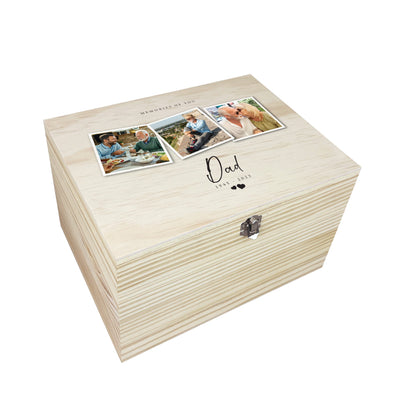 Personalised Wooden Memorial Photo Keepsake Memory Box - 5 Sizes