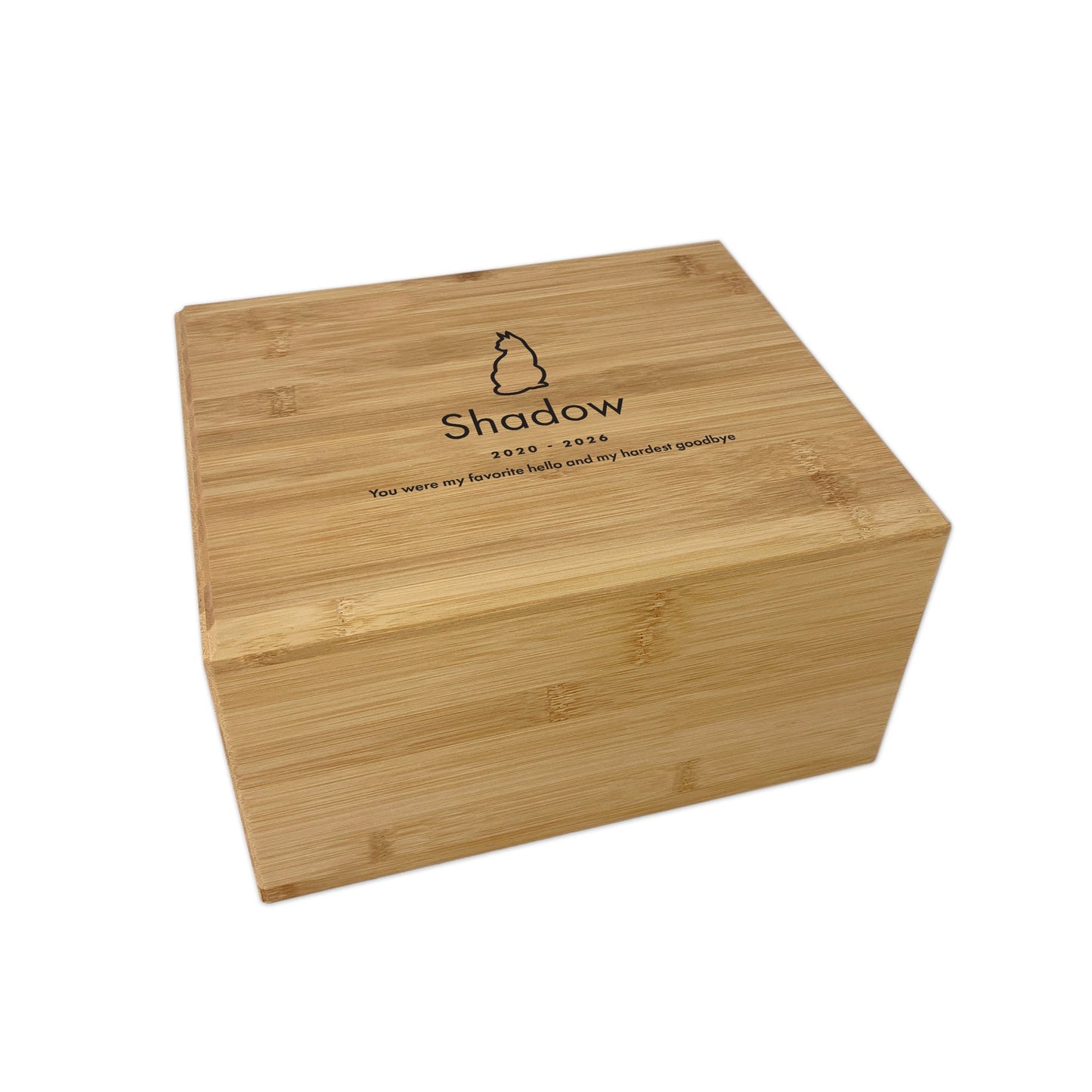 Personalised Bamboo Urn For Pet Cremation Ashes - Dog/Cat Design