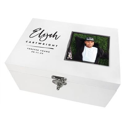 Personalised Modern Any Occasion Square Photo White Memory Box - 3 Sizes