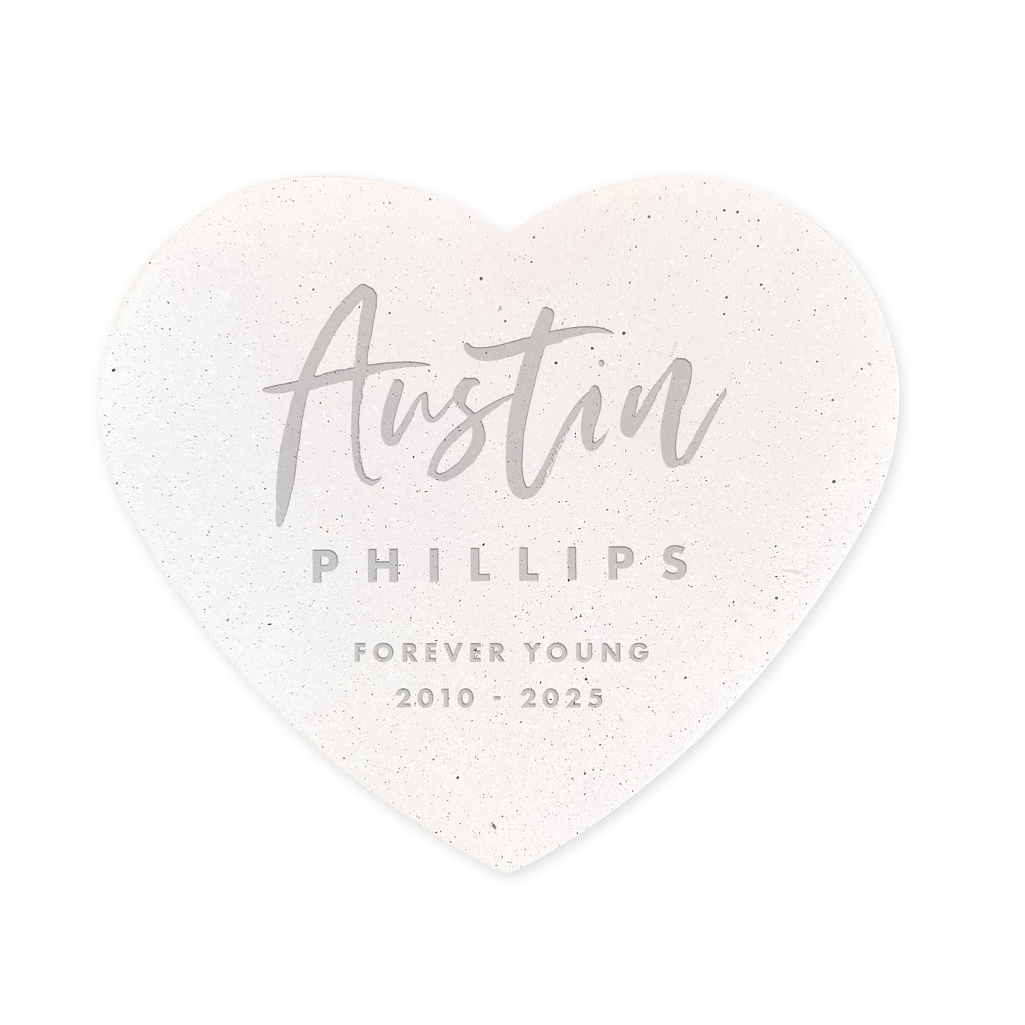 Personalised Modern Script Engraved Resin Heart Grave Marker