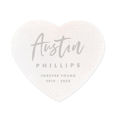 Personalised Modern Script Engraved Resin Heart Grave Marker